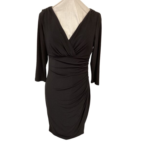 Lauren Ralph Lauren Black Jersey Knit Wrap Dress Size 10 - Picture 1 of 5